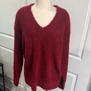 Aerie Deep Red V-Neck Sweater